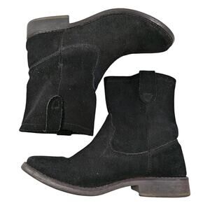 ZIGI SOHO! BLACK GENUINE SUEDE LEATHER WESTERN CUT NY COOL ANKLE BOOTS! SZ 8M